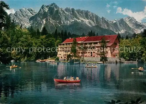 AK / Ansichtskarte Garmisch Partenkirchen Hotel Badersee mit Zugspitz Gruppe Kat. Garmisch Partenkirchen