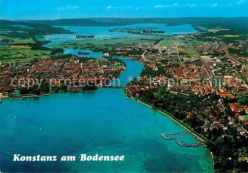 AK / Ansichtskarte Konstanz Bodensee Fliegeraufnahme mit Untersee und Reichenau Kat. Konstanz