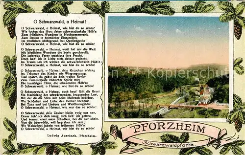 AK / Ansichtskarte Pforzheim Panorama Schwarzwaldpforte "O Schwarzwald o Heimat" Gedicht Ludwig Auerbach Kat. Pforzheim
