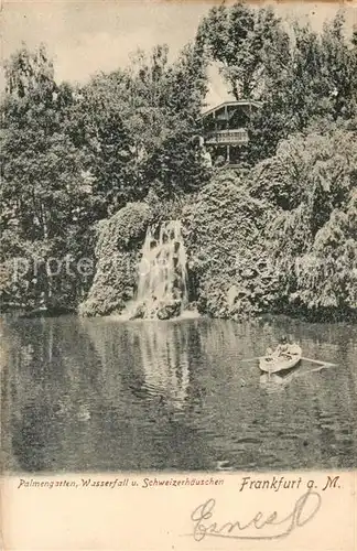 AK / Ansichtskarte Frankfurt Main Palmengarten Wasserfall und Schweizerhaeuschen Kat. Frankfurt am Main