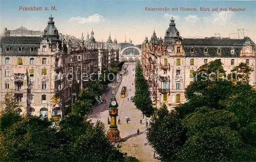 AK / Ansichtskarte Frankfurt Main Kaiserstrasse mit Uhrturm Blick auf Bahnhof Kat. Frankfurt am Main