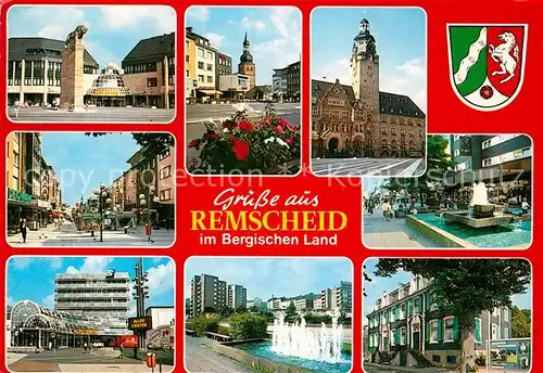 AK / Ansichtskarte Remscheid Marktplatz Fussgaengerzone Allee Center Rathaus Brunnen Wasserspiele Kat. Remscheid