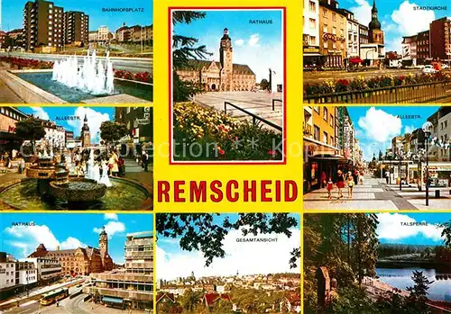 AK / Ansichtskarte Remscheid Bahnhofsplatz Alleestr Rathaus Gesamtansicht Stadtkirche Talsperre Kat. Remscheid