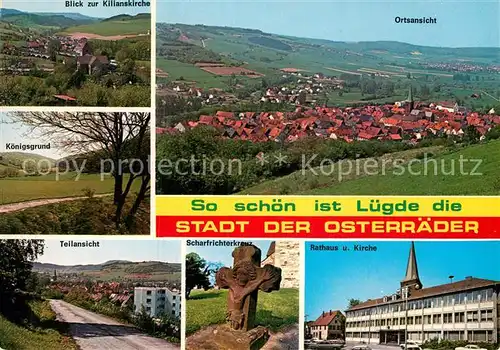 AK / Ansichtskarte Luedge Kilianskirche Koenigsgrund Teilansicht Panorama Scharfrichterkreuz Rathaus Kat. Bad Pyrmont