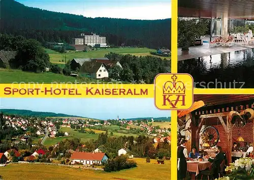 AK / Ansichtskarte Bischofsgruen Sport Hotel Kaiseralm Panorama Hallenbad Gastraum Kat. Bischofsgruen
