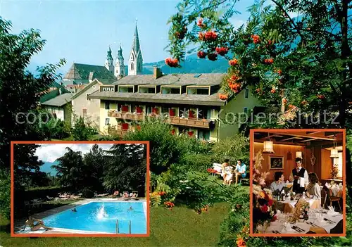 AK / Ansichtskarte Brixen Suedtirol Gruener Baum Hotels Schwimmbad Gastraum Kat. Bressanone