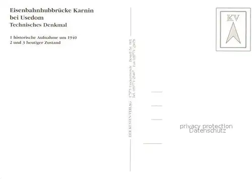 AK / Ansichtskarte Usedom Eisenbahnhubbruecke Karnin Aufnahme von 1940 und heute Kat. Usedom