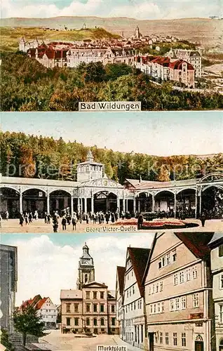 AK / Ansichtskarte Bad Wildungen Panorama Georg Victor Quelle Marktplatz Kirchturm Kat. Bad Wildungen