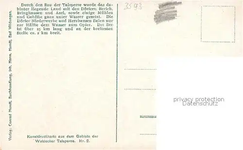 AK / Ansichtskarte Waldeck Edersee Gebiet der Waldecker Talsperre aus der Vogelperspektive Kunstdruckkarte Nr 2