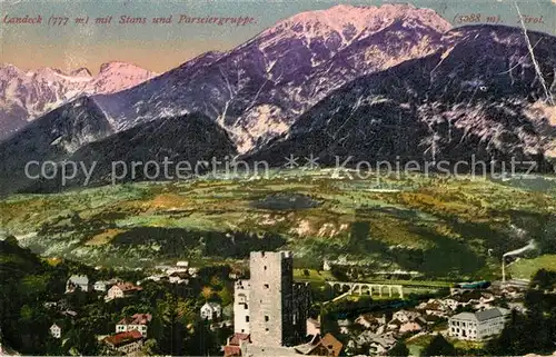 AK / Ansichtskarte Landeck Tirol Fliegeraufnahme mit Stans und Parseiergruppe Kat. Landeck