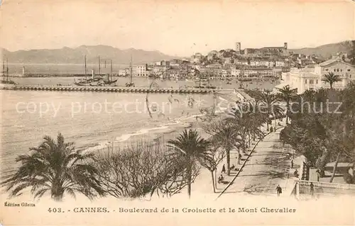 AK / Ansichtskarte Cannes Alpes Maritimes Boulevard Croisette et Mont Chevalier Kat. Cannes
