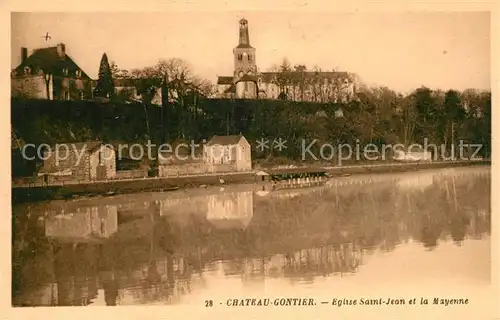 AK / Ansichtskarte Chateau Gontier Eglise Saint Jean et la Mayenne Kat. Chateau Gontier