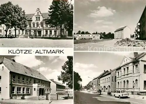 AK / Ansichtskarte Kloetze Rathaus AWG mit Kaufhalle Bahnhofstrasse Kat. Kloetze