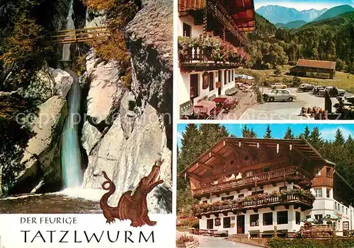 AK / Ansichtskarte Bayrischzell Althistorischer Alpengasthof Zum feurigen Tatzelwurm Wasserfall Kat. Bayrischzell