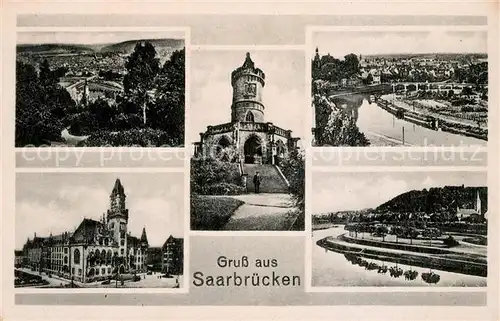 AK / Ansichtskarte Saarbruecken Panorama Rathaus Winterbergdenkmal Saar Kat. Saarbruecken