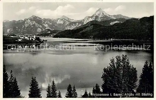 AK / Ansichtskarte Weissensee Fuessen Seepartie mit Saeuling Kat. Fuessen