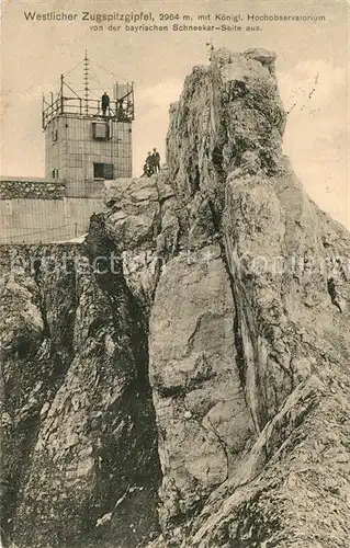 AK / Ansichtskarte Zugspitze Westlicher Gipfel mit Hochobservatorium  Kat. Garmisch Partenkirchen