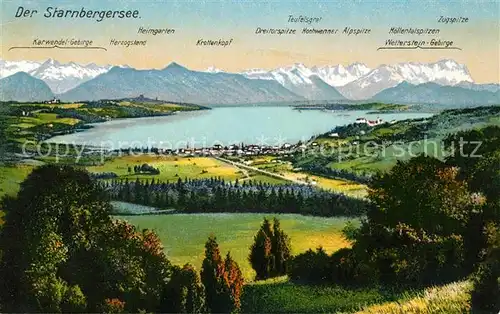 AK / Ansichtskarte Starnbergersee Panorama mit Alpen Kat. Starnberg