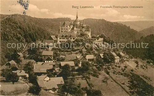 AK / Ansichtskarte Lauenstein Oberfranken Burg Fliegeraufnahme Fraenkisch Thueringische Grenzwarte Kat. Ludwigsstadt