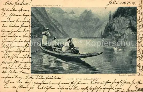 AK / Ansichtskarte Koenigsee Berchtesgaden Bootsfahrt Kupferdruck Kuenstlerkarte