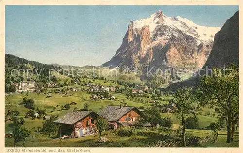 AK / Ansichtskarte Grindelwald Panorama mit Wetterhorn Berner Alpen Kat. Grindelwald