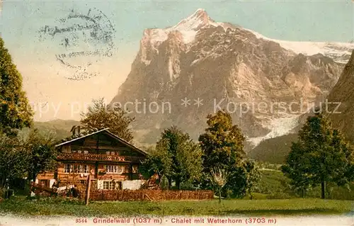 AK / Ansichtskarte Grindelwald Chalet mit Wetterhorn Berner Alpen Kat. Grindelwald