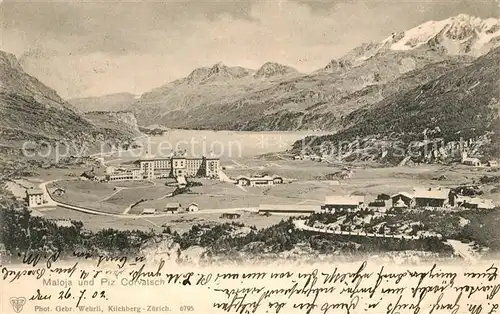 AK / Ansichtskarte Maloja GR Panorama mit Piz Corvatsch Berninagruppe Kat. Maloja Graubuenden