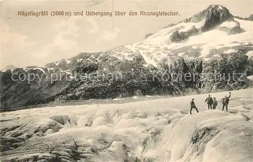 AK / Ansichtskarte Rhonegletscher Glacier du Rhone Naegelisgraetli und uebergang zum Rhonegletscher Gebirgspanorama Bergsteiger Kat. Rhone