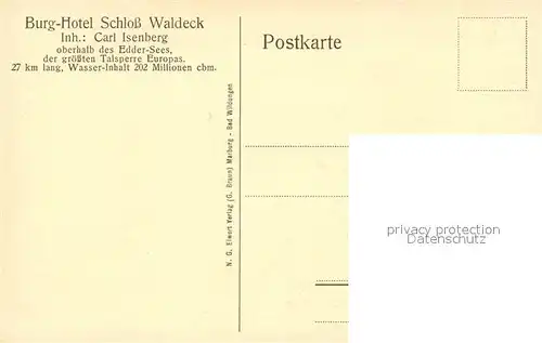 AK / Ansichtskarte Waldeck Edersee Waldecker Talsperre Sperrmauer Schloss Waldeck