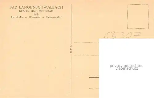 AK / Ansichtskarte Bad Langenschwalbach Gesamtansicht Stahl  und Moorbad