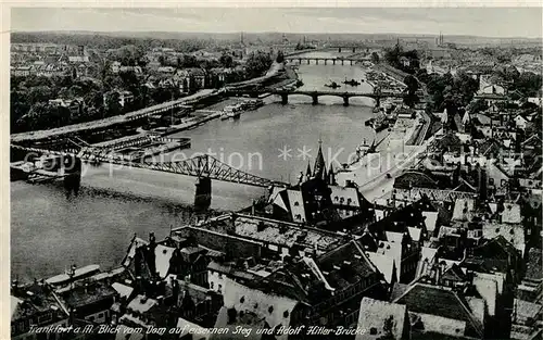 AK / Ansichtskarte Frankfurt Main Blick vom Dom auf eisernen Steg und Mainbruecken Kat. Frankfurt am Main