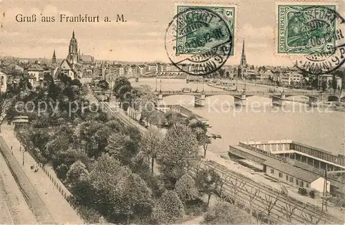 AK / Ansichtskarte Frankfurt Main Stadtpanorama mit Mainbruecken und Dom Kat. Frankfurt am Main