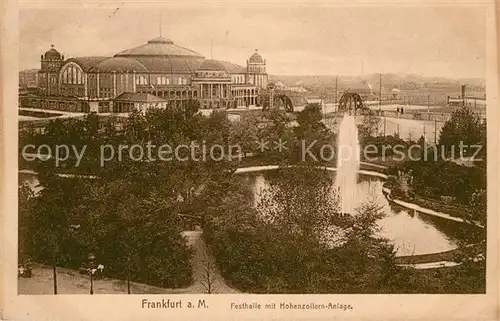 AK / Ansichtskarte Frankfurt Main Festhalle mit Hohenzollern Anlage Fontaene Kat. Frankfurt am Main