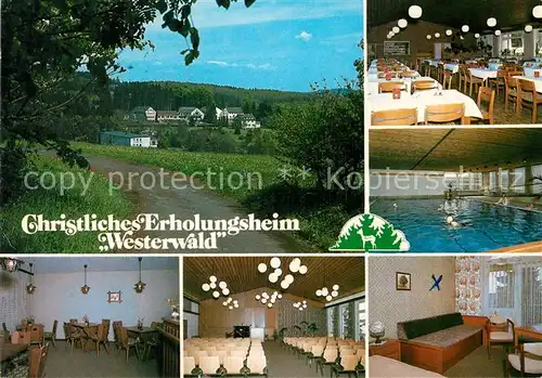 AK / Ansichtskarte Rehe Westerwald Christl Erholungsheim Speisesaal Hallenbad Hauskapelle Zimmer Kat. Rehe