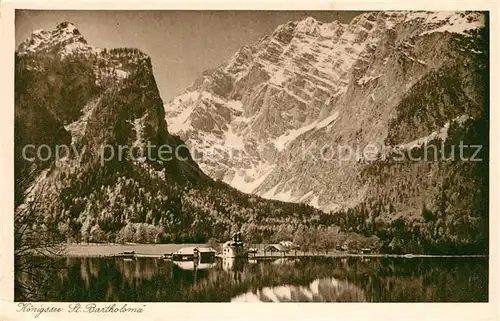 AK / Ansichtskarte St Bartholomae Wasserspiegelung Alpen Serie Bayerische Heimatbilder Kat. Schoenau a.Koenigssee