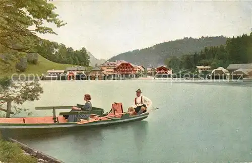 AK / Ansichtskarte Koenigsee Berchtesgaden Laendeplatz Ruderboot