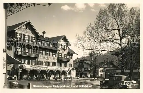 AK / Ansichtskarte Oberammergau Hauptplatz mit Hotel Wittelsbach Kat. Oberammergau