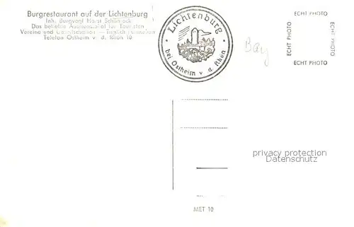 AK / Ansichtskarte Ostheim Rhoen Bergrestaurant auf der Lichtenburg Landschaftspanorama Kat. Ostheim v.d.Rhoen