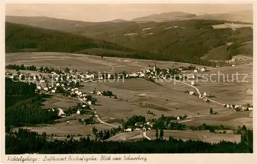 AK / Ansichtskarte Bischofsgruen Panorama Blick vom Schneeberg Fichtelgebirge Kat. Bischofsgruen