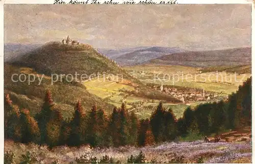 AK / Ansichtskarte Neustadt Odenwald Landschaftspanorama mit Burg Breuburg Kuenstlerkarte Kat. Breuberg