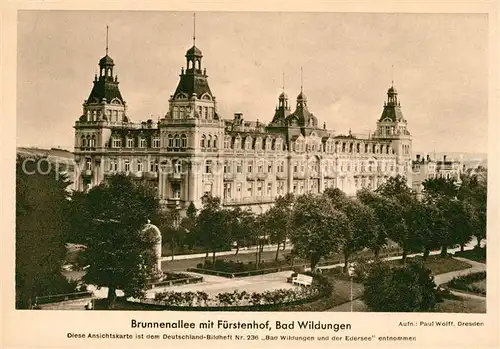 AK / Ansichtskarte Bad Wildungen Brunnenallee mit Fuerstenhof Deutschland Bildheft Postkarte Bildheft Nr 236 Bad Wildungen und der Edersee Kat. Bad Wildungen