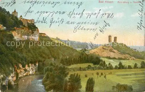 AK / Ansichtskarte Bad Koesen Panorama mit Rudelsburg und Saale Kat. Bad Koesen