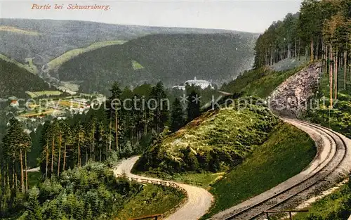 AK / Ansichtskarte Schwarzburg Thueringer Wald Landschaftspanorama Eisenbahn Kat. Schwarzburg