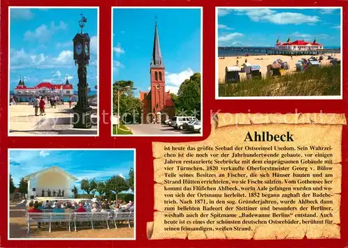 AK / Ansichtskarte Ahlbeck Ostseebad Promenade Kirche Strand Konzert Kat. Heringsdorf Insel Usedom