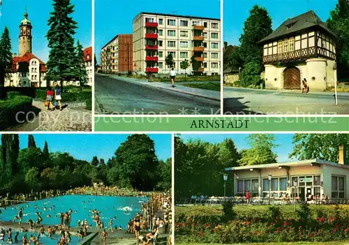 AK / Ansichtskarte Arnstadt Ilm Neideckturm Rudolstaedter Strasse Fischtor Bad HO Cafe DSF Kat. Arnstadt
