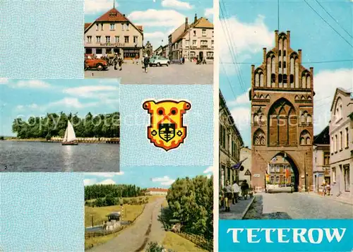 AK / Ansichtskarte Teterow Mecklenburg Vorpommern Marktplatz Burgwall Nordkurve des Bergrings und FDGB Bezirksschule Kat. Teterow