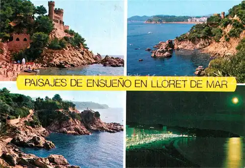 AK / Ansichtskarte Lloret de Mar Burg Kuesten Mondschein Kat. Costa Brava Spanien