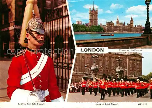 AK / Ansichtskarte London Houses of Parliament Life Guards Band of Irish Guards Kat. City of London