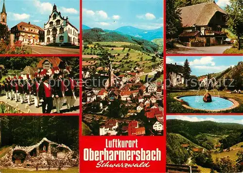 AK / Ansichtskarte Oberharmersbach Rathaus Springbrunnen Festzug Grotte Panorama Kat. Oberharmersbach