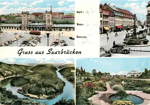AK / Ansichtskarte Saarbruecken Hauptbahnhof Saarschleife Park Brunnen Kat. Saarbruecken